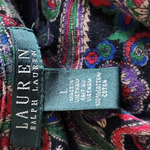 Beautiful Lauren Ralph Lauren Iconic Colorful Paisley Pattern Cotton Top ❤️🖤💜 - Picture 10 of 15